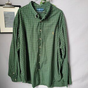 Ralph Lauren Checked Classic Fit Cotton Poplin Oxford Dress Shirt Green 3XB